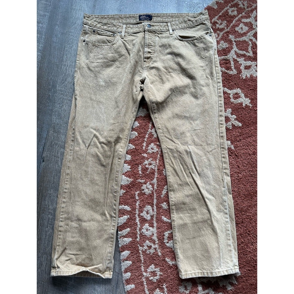 L L Bean Vintage Khaki Corduroy Straight Leg Jeans 40 x 30 Cotton‎